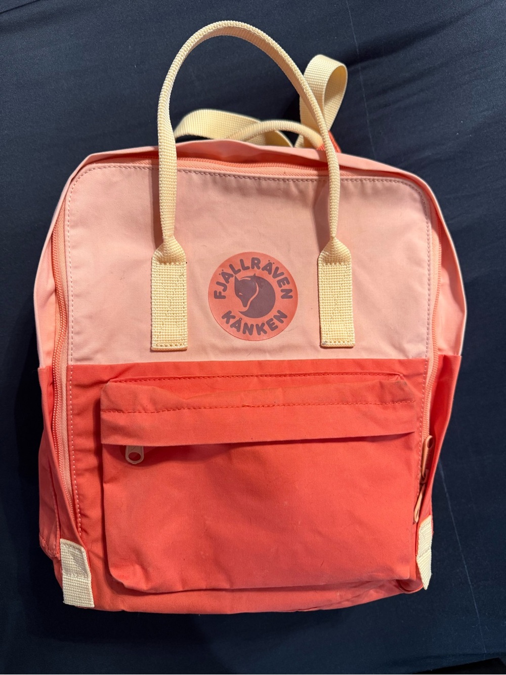 Fjällräven Kånken Art Classic Backpack in Pink / Peach Block (Style 23615)
